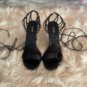 Black ankle wrap heels